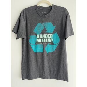 The Office Gray & Teal Dunder Mifflin Recycle Unisex T-shirt TV Show (size M)